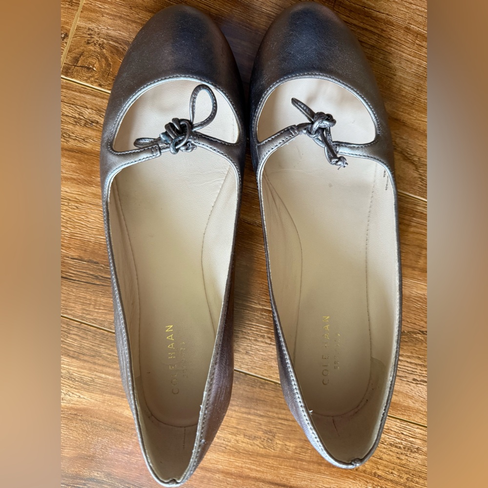 Elegant Metallic Ballet Flats with bow - Picture 6 of 8